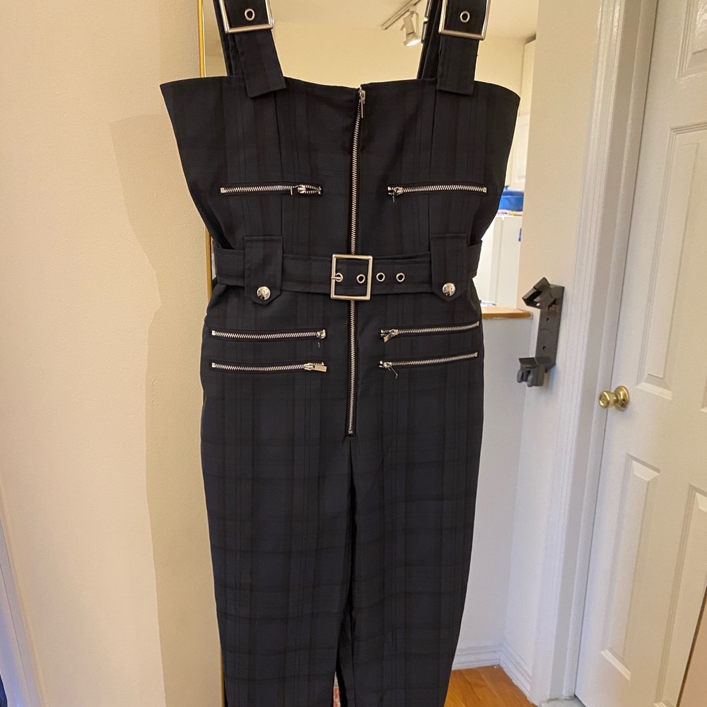 WeWoreWhat Plaid Print Moto Overall